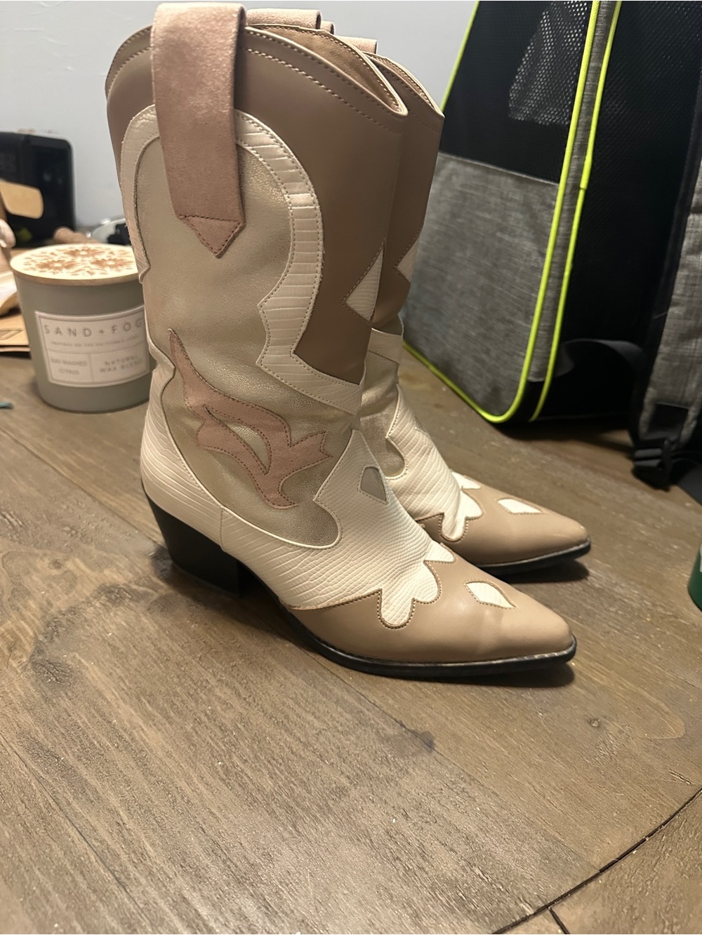Women's Beige & Cream Altar’d State Cowboy Boots